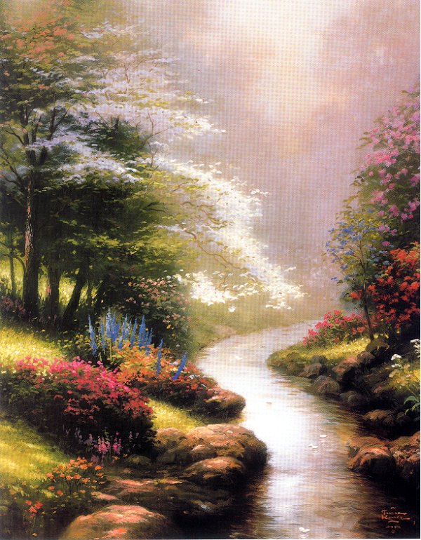(image for) Handmade oil painting Copy paintings of famous artists Thomas Kinkade's painting, NO.115